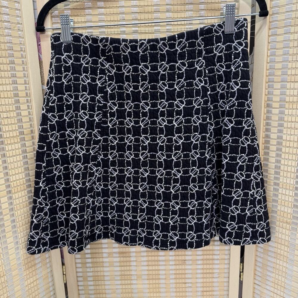 Loft Outlet Women's Mini Skirt Size XS Petite Black White Geometric Stretchy
